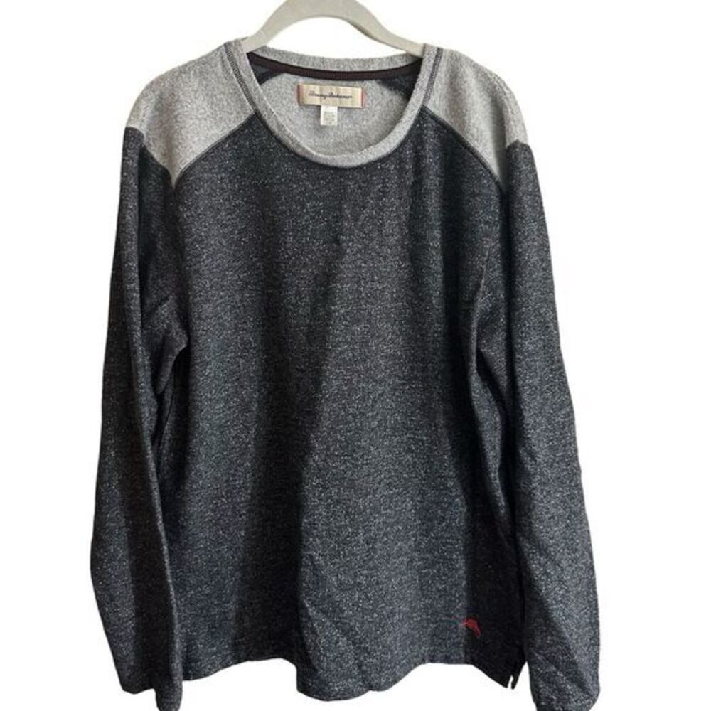 Tommy Bahama Pullover Mens L Gray Raglan Marled Long Sleeve Sweatshirt Crew Neck - Picture 1 of 12